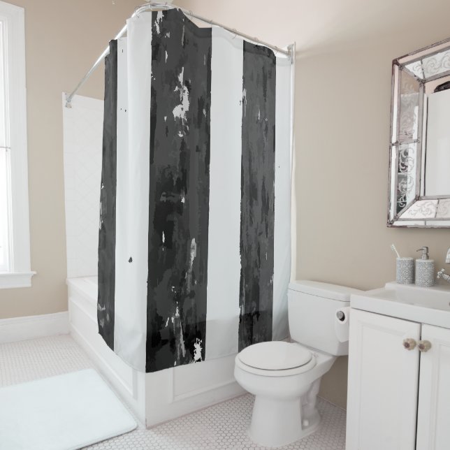 gestörtes Schwarz und Weiß Duschvorhang (Beispiel)