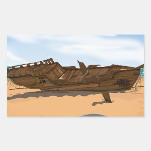 Gestrandetes Schiffswrack Rechteckiger Aufkleber