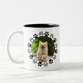 Gestreifbarer Hundeportrait Zweifarbige Tasse