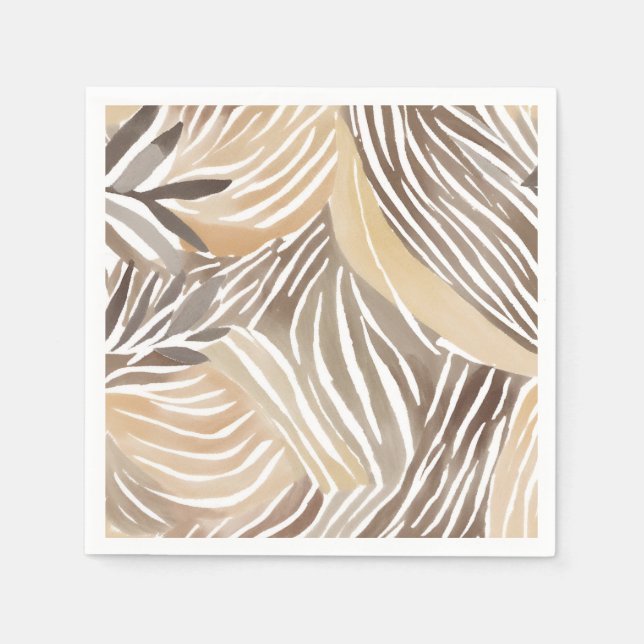 Gestreift Modern Neutral Beige Einfach Serviette (Vorderseite)