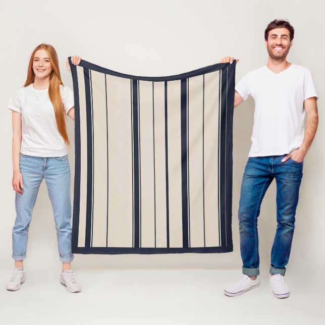 Gestreift Navy Blau und Creme Fleecedecke (Beispiel)