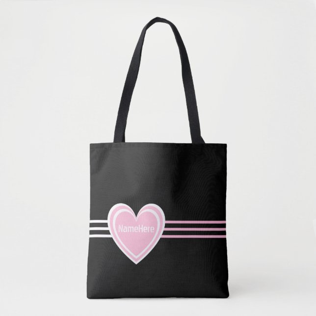 Gestreifte, elegante rosa Streifen des weißen Herz Tasche (Vorderseite)