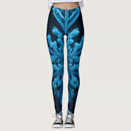 Gestreifte Eleganz: Intricate Blue Snowflake Desig Leggings