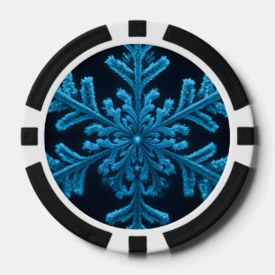 Gestreifte Eleganz: Intricate Blue Snowflake Desig Pokerchips