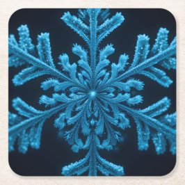 Gestreifte Eleganz: Intricate Blue Snowflake Desig Rechteckiger Pappuntersetzer