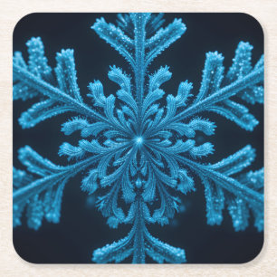 Gestreifte Eleganz: Intricate Blue Snowflake Desig Rechteckiger Pappuntersetzer