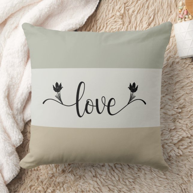 Gestreifte Erdtöne "Liebe" dekorative Kissen (Decke)