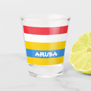 Gestreifte Farben der Flagge von Aruba Schnapsglas