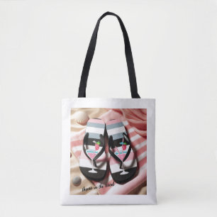 Gestreifte Flip Flops Strandtuch  Tasche