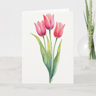 Gestreifte Florale Wasserfarbenkarte Karte
