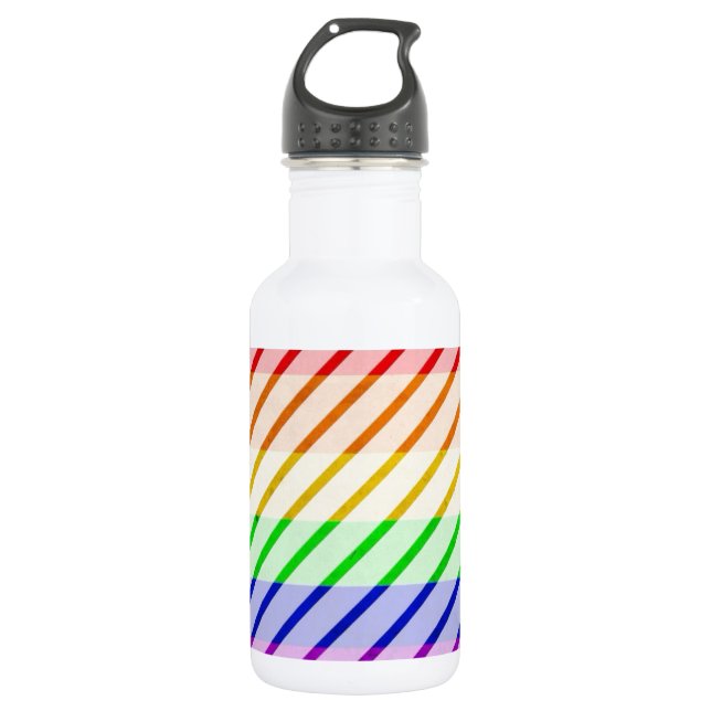 Gestreifte Gay Pride-Flagge Edelstahlflasche (Vorderseite)