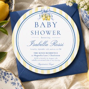 Gestreifte gelbe Chic Zitrone Amalfi-Küste Baby Sh Ankündigung