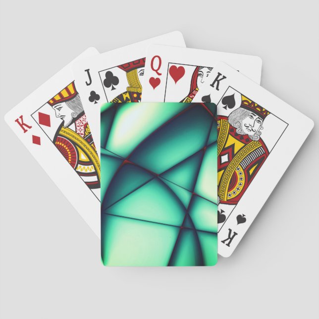 Gestreifte, grün bis grün beige gezogene, formlose spielkarten (Rückseite)