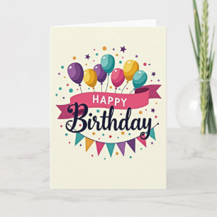 Gestreifte Happy Birthday-Ballonkarte Karte