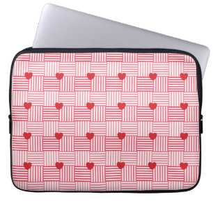 Gestreifte Herzen Patchwork-Muster Laptopschutzhülle