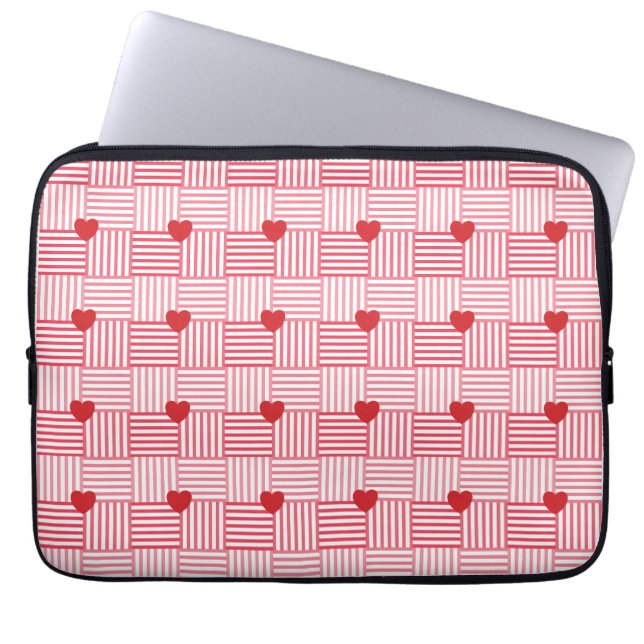 Gestreifte Herzen Patchwork-Muster  Laptopschutzhülle (Vorderseite)