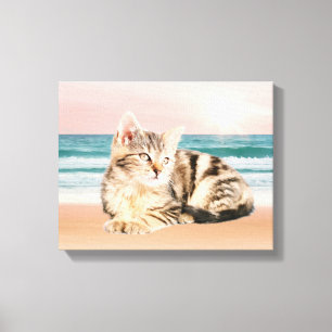 Gestreifte Katze auf Sonnenuntergang Ölgemälde am  Leinwanddruck