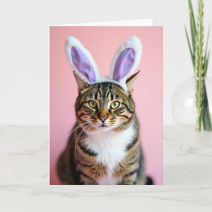 Gestreifte Katze mit festlichen Ohren Porträtkarte Karte