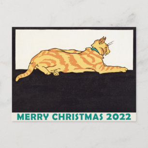 Gestreifte Katze mit Ingwer Xmas-Tiger-Jahr Postkarte