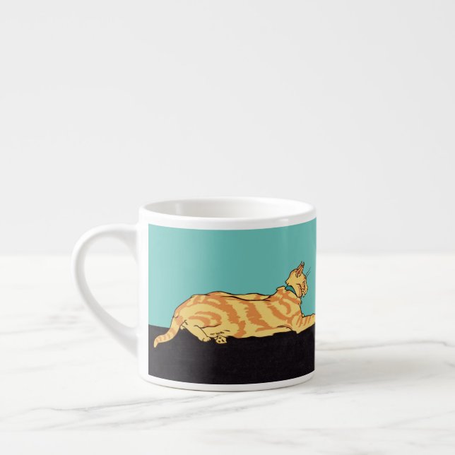 Gestreifte Katze mit Ingwerfell Espressotasse (Links)