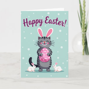 Gestreifte Katze Ostern Oval Karte