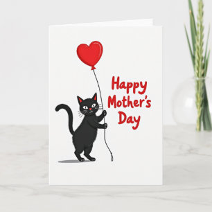 Gestreifte Katzen-Ballon-Herz-Karte Karte