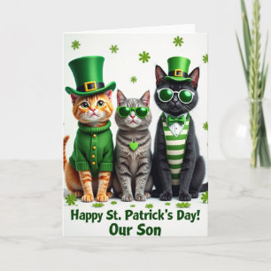 Gestreifte Katzen Glückwunschkarte zum St. Patrick Karte
