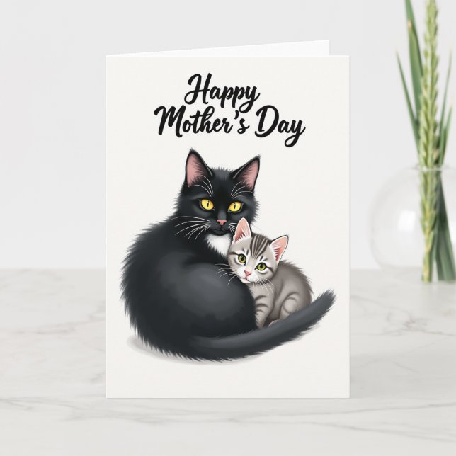Gestreifte Katzenmütter Karte (Vorderseite)