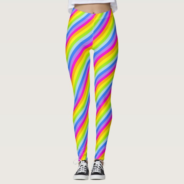 Gestreifte Leggings des hellen rosa Regenbogens (Vorderseite)