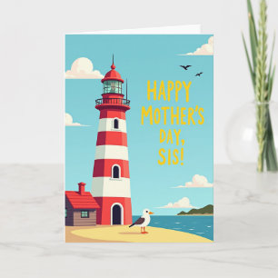 Gestreifte Leuchtturm Happy Card Karte