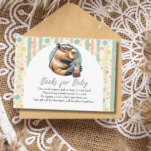 Gestreifte lustige Capybara-Baby-Shower-Bücher für Begleitkarte