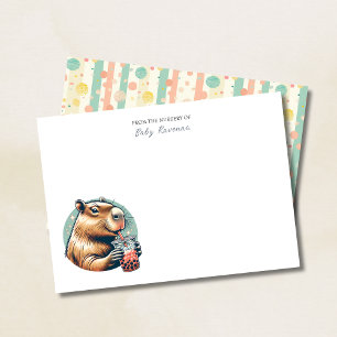 Gestreifte Lustige Capybara Custom Name Kinderzimm Mitteilungskarte