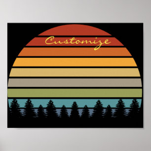 Gestreifte Mehrfarbensonne mit Bäumen Thunder_Cov Poster