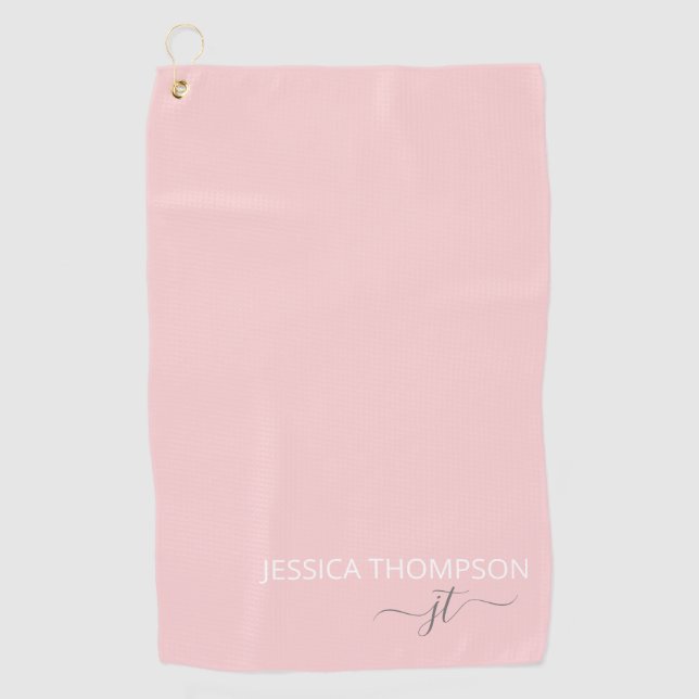 Gestreifte, moderne Monogramm-Bezeichnung Rosa Golfhandtuch (Vorderseite)