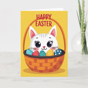 Gestreifte Osterkarte für Katzenliebhaber Karte