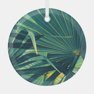 Gestreifte Palmenblatt getönte Textur Ornament Aus Glas