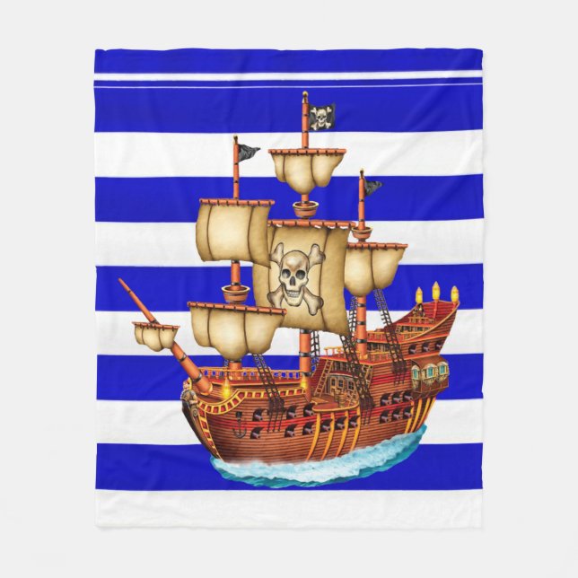 Gestreifte Piraten-Schiffs-Fleece-Decke Fleecedecke (Vorderseite)