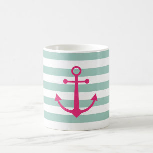 Gestreifte rosa Anker-Tasse Kaffeetasse