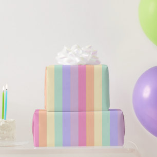 Gestreifte Rosa Gelb Blau Lila Pastellfarben Geschenkpapier
