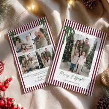Gestreifte Schleifen Weihnachtsfamilienfoto