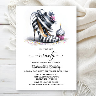 Gestreifte Stöckelschuhe 90. Geburtstag Einladung