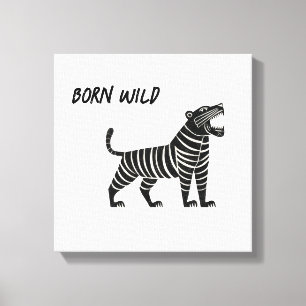 Gestreifte Tiger-Illustration – Minimalistischer F Leinwanddruck