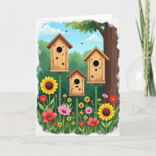 Gestreifte Vogelhaus-Gartenkarte Karte