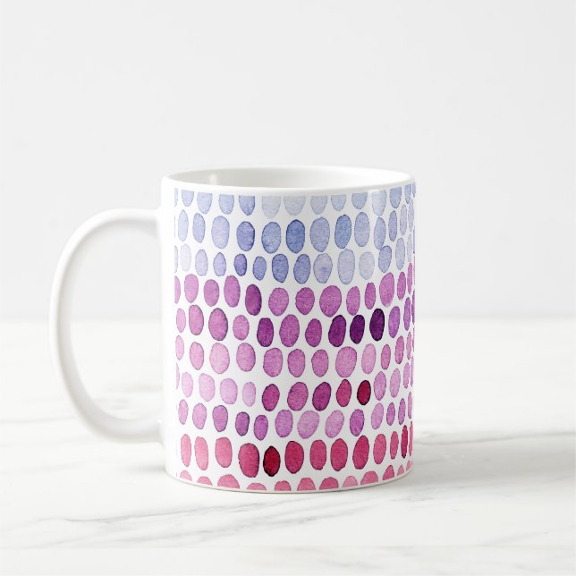 Gestreifte Wasserfarbe: Rosa Grau Polka Kaffeetasse (Links)