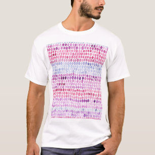 Gestreifte Wasserfarbe: Rosa Grau Polka T-Shirt