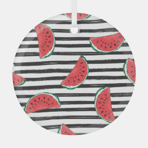 Gestreifte Wassermelone, vintage nahtloses Muster. Ornament Aus Glas