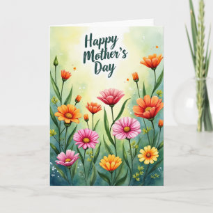 Gestreifte Watercolor Blüten Karte