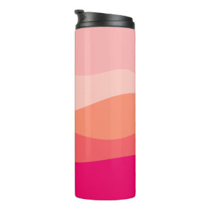 Gestreifte Waves Rosa Korallenrot Thermosbecher