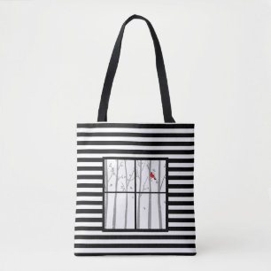 Gestreifte Winter-Fenster-Szenen-Tasche Tasche