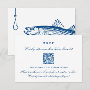 Gestreifter Bass Elegant Navy Blau Online RSVP QR Begleitkarte